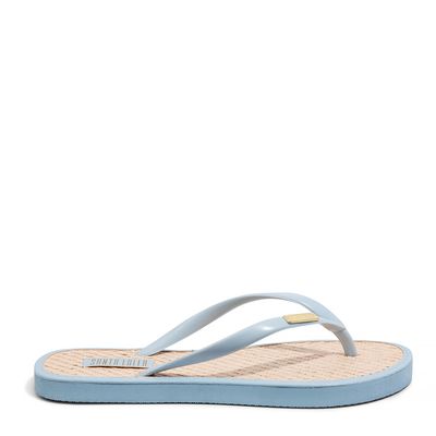 Flip Flop Palha Azul e Bege