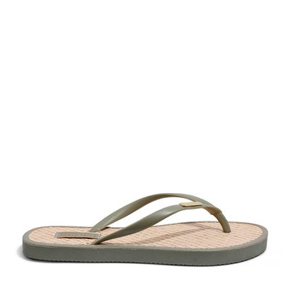 Flip Flop Palha Verde e Bege