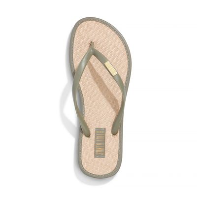 Flip Flop Palha Verde e Bege