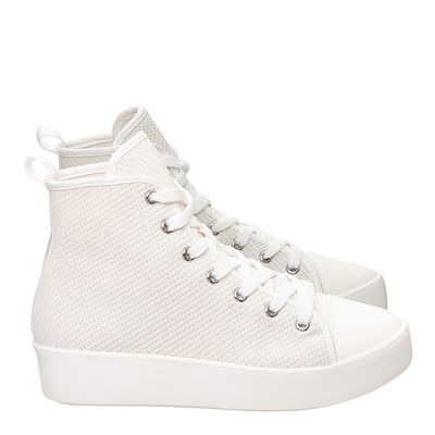 Tênis Knit Cano Alto Off White