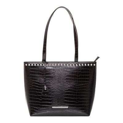 Bolsa Shopper Croco Tachas Preta