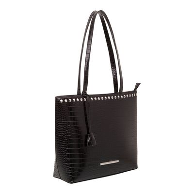 Bolsa Shopper Croco Tachas Preta