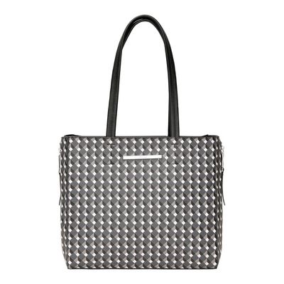Bolsa Shopper Risco Cubos Zíper Preta