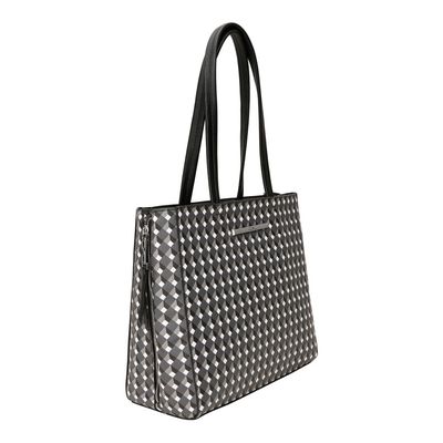 Bolsa Shopper Risco Cubos Zíper Preta