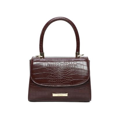 Bolsa Estruturada Couro Croco Marrom