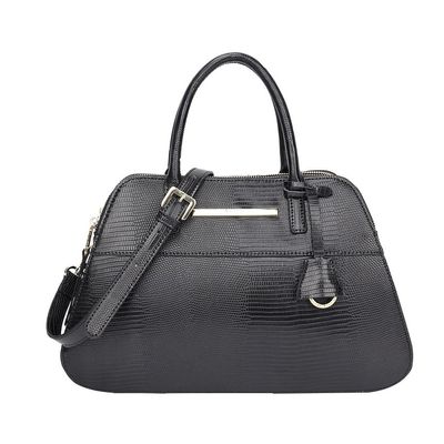 Bolsa Grande Couro Lizard Preta
