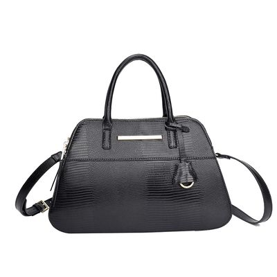 Bolsa Grande Couro Lizard Preta