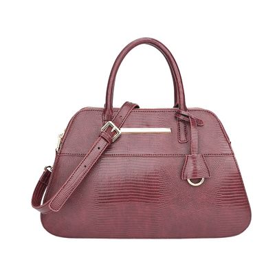 Bolsa Grande Couro Lizard Vinho
