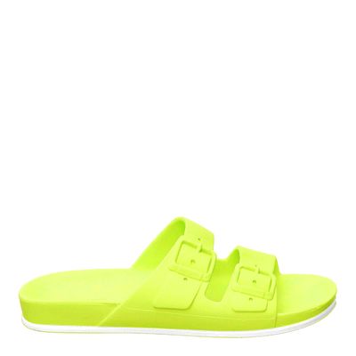 Slide Emborrachada Fivela Amarelo Neon