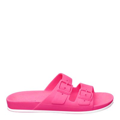 Slide Emborrachada Fivela Rosa Neon