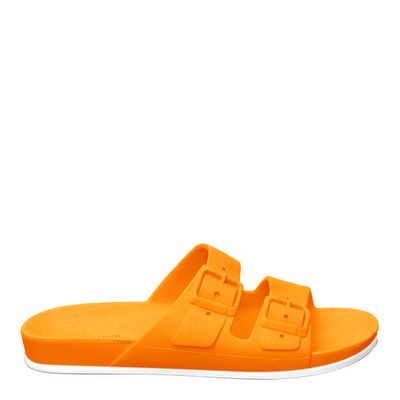 Slide Emborrachada Fivela Laranja Neon
