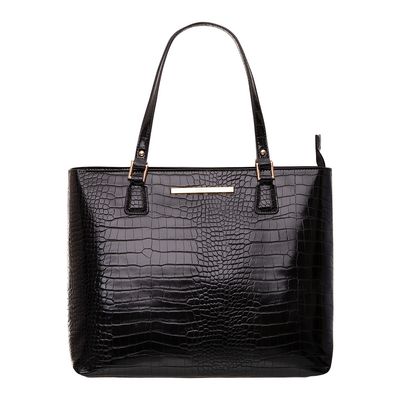 Bolsa Shopper Croco Fivela Preta