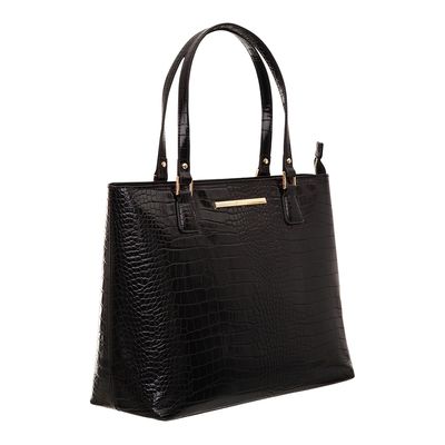 Bolsa Shopper Croco Fivela Preta