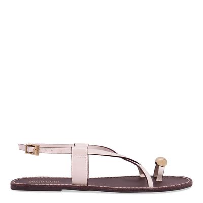 Rasteira De Dedo Couro Nobre Soft Pespontos Off White