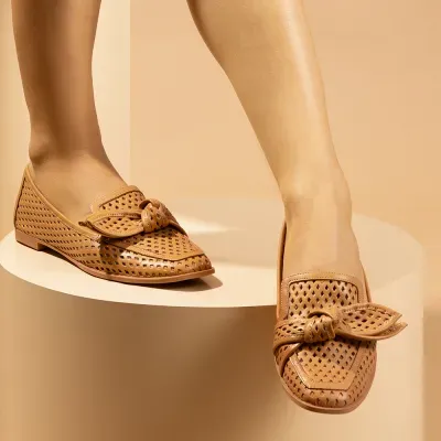 Mocassim Couro Nobre Soft Doce De Leite