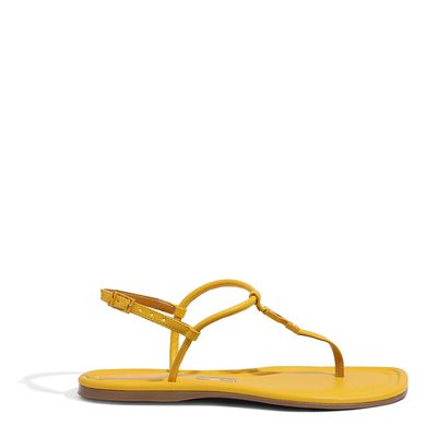 Rasteira Couro Thong Amarela