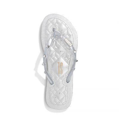 Flip Flop Metalizado Rebite Prata