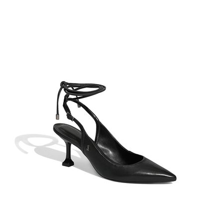Scarpin Amarração Salto Baixo Preto