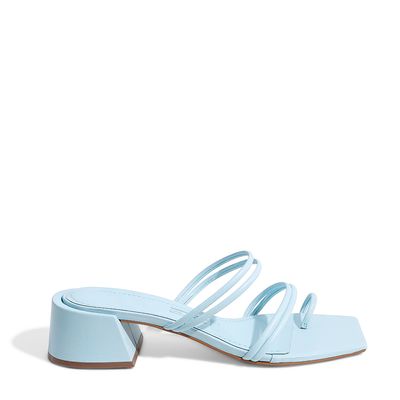 Mule Tiras Salto Bloco Azul