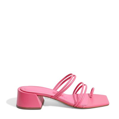 Mule Tiras Salto Bloco Rosa