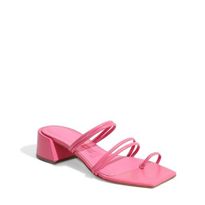 Mule Tiras Salto Bloco Rosa