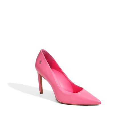 Scarpin Couro Pelica Soft Salto Alto Rosa
