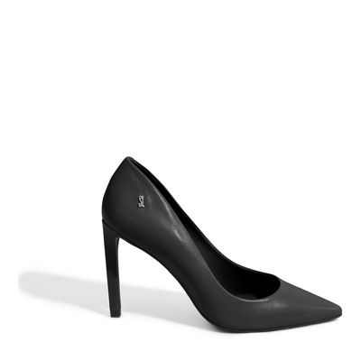 Scarpin Couro Salto Alto Preto