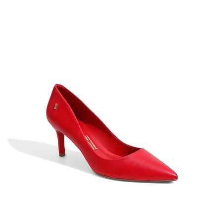 Scarpin Couro Pelica Soft Salto Médio Vermelho