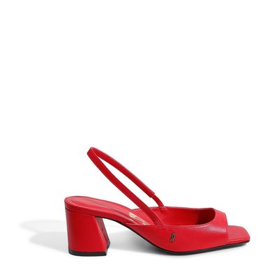 Peep Toe Slingback Bico Quadrado Vermelho