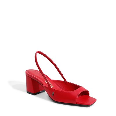 Peep Toe Slingback Bico Quadrado Vermelho