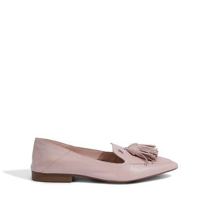 Mocassim Couro Tassel Rosa