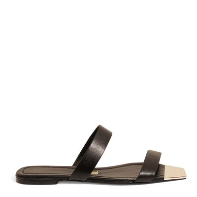 Rasteira Bico Quadrado Metal Preta