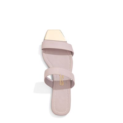 Rasteira Bico Quadrado Metal Lilás