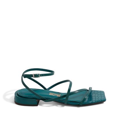 Rasteira Croco Tiras Verde