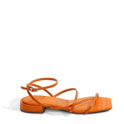 Rasteira Croco Tiras Laranja