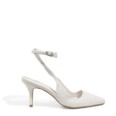 Scarpin Slingback Salto Médio Off White