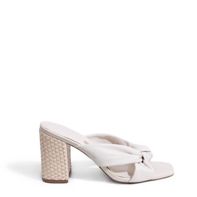 Mule Couro Palha Off White