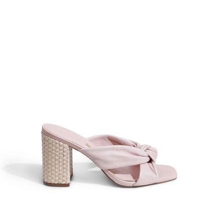 Mule Couro Palha Rosa