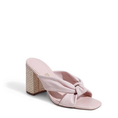 Mule Couro Palha Rosa