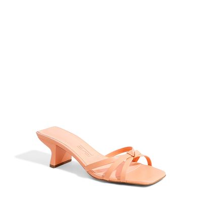 Mule Tiras Bico Quadrado Laranja