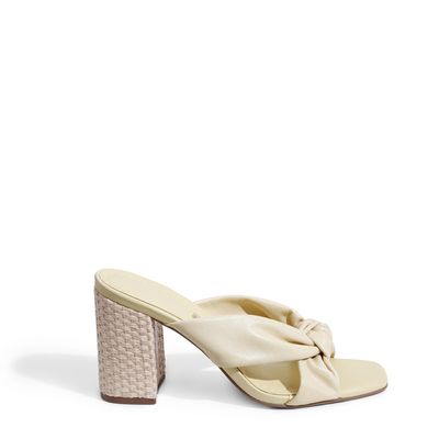 Mule Couro Palha Amarelo