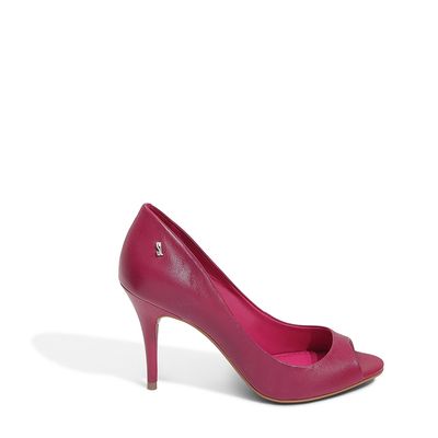 Peep Toe Couro Salto Alto Pink