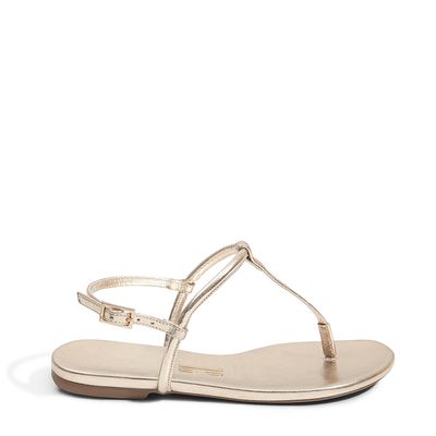 Rasteira Thong Metalizada Dourada