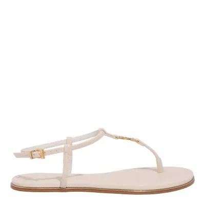 Rasteira Salomé Verniz Off White Bico Redondo