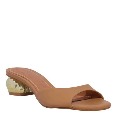 Mule Napa Caramelo Salto Baixo Metalizado