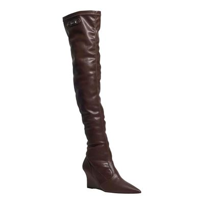 Bota Napa Strech Cano Alto Marrom Dark Anabela