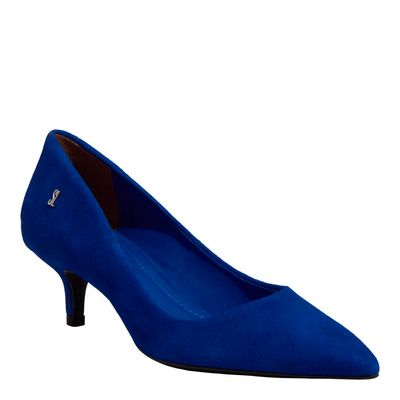 Scarpin Couro Nobuck Azul Marinho Salto Baixo