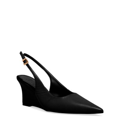 Scarpin Slingback Couro Anabela Preto