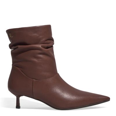 Bota Couro Cano Baixo Slouch Marrom