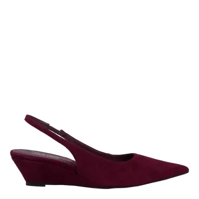 Scarpin Slingback Couro Camurça Roxo Anabela